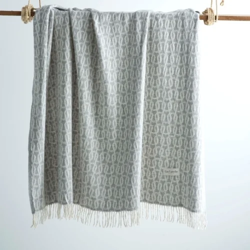 Guy Laroche Blaise plaid blanket pearl gray