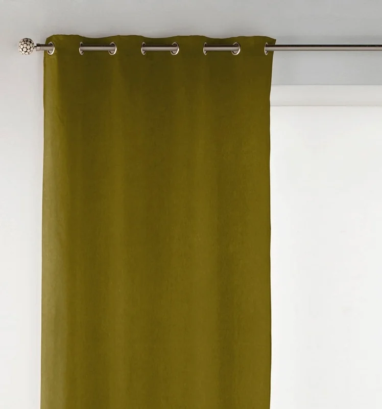 Melanie olive velvet curtain