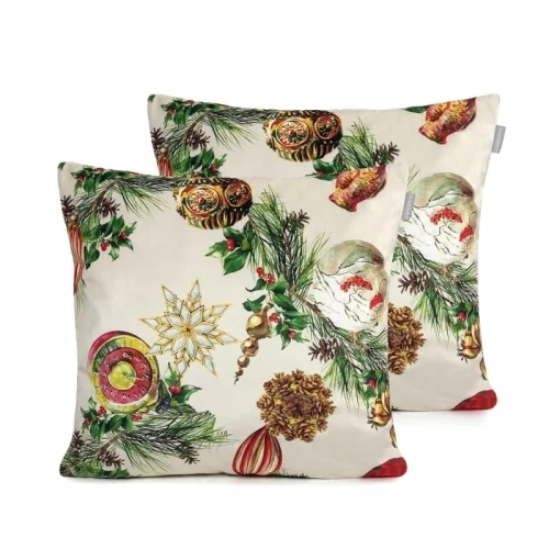 Capas de almofada de veludo de Natal Naf Naf Decoração Natal 45x45(2) cm multicolorido