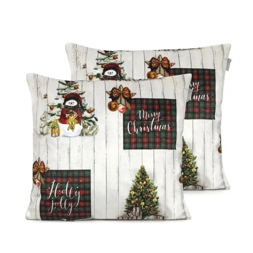 Christmas velvet cushion covers Naf Naf Holly Jolly 45x45(2) cm multicolor