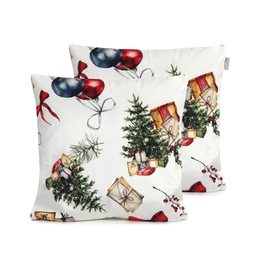 Naf Naf Presents Capas de almofada de veludo de Natal 45x45(2) cm multicolor