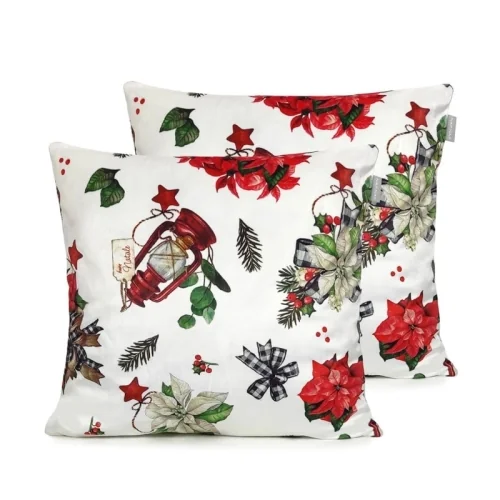 Christmas velvet cushion covers Naf Naf Ribbon Xmas 45x45(2) cm multicolor