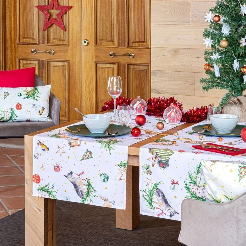 Naf Naf Puppies Xmas Chemin de table de Noël multicolore