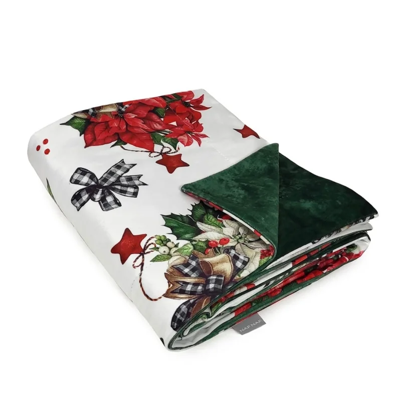 Plaid velvet Christmas blanket Naf Naf Ribbon Xmas multicolor