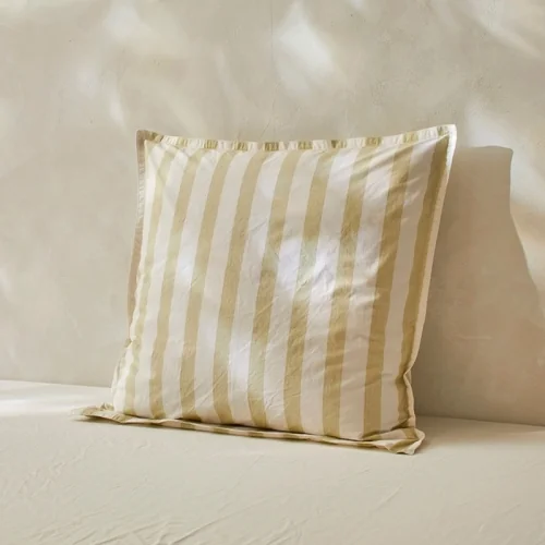 Taies d'oreiller 50x50+2 (2) 100% coton percale bio Bengale jaune c.